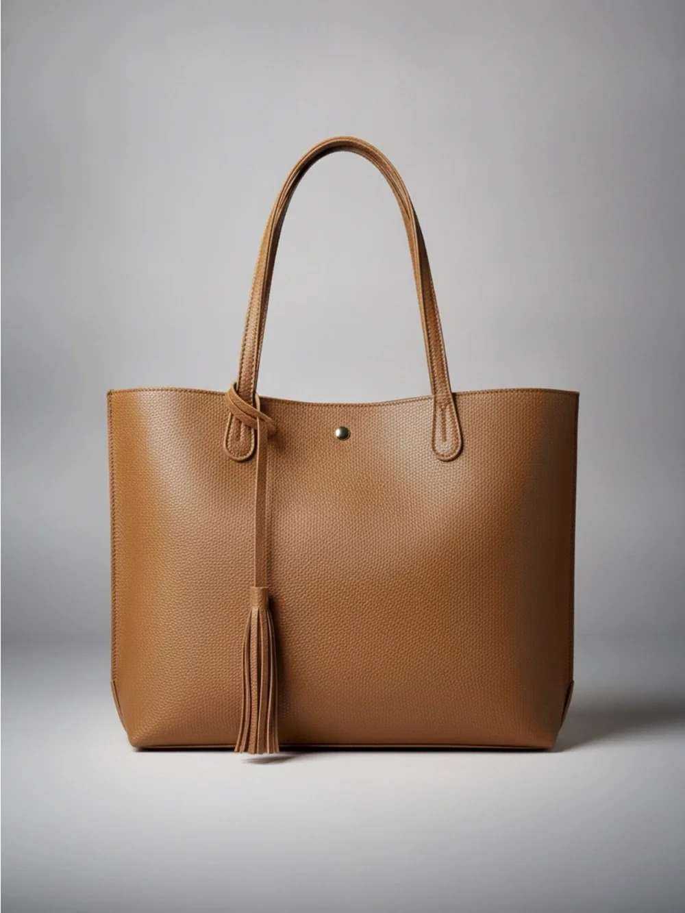 Tassel Tote Bag in Dark Tan / Light Brown - Unknown brand